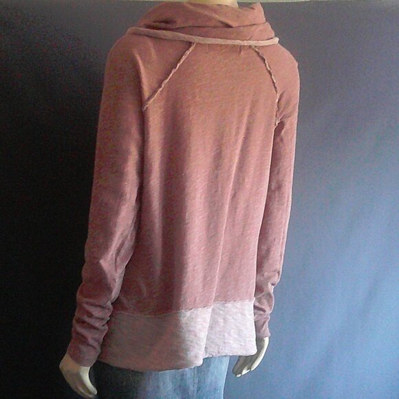 FP Beach Free People Dusty Rose Two Body Cotton Cowl Neck Top ONE SIZE - Picture 7 of 10